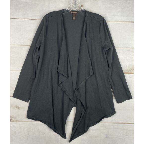 Bit & Bridle Cardigan Womens S Gray Open Front Duster Long Sleeve Stretch Knit - Picture 1 of 6